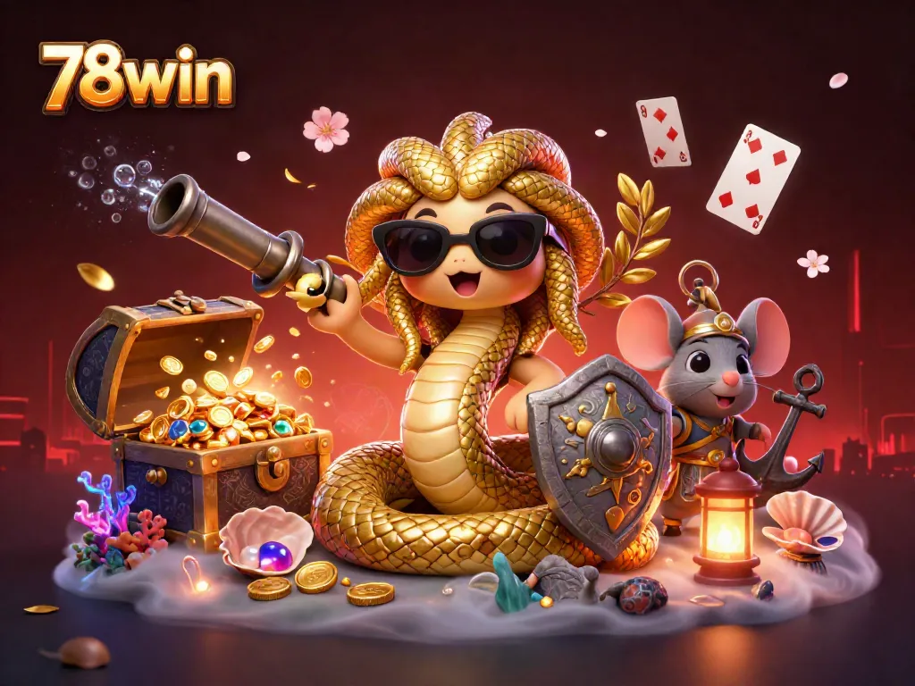 Engage in thrilling gameplay with the captivating scene featuring Medusa and a mouse warrior at 78win.