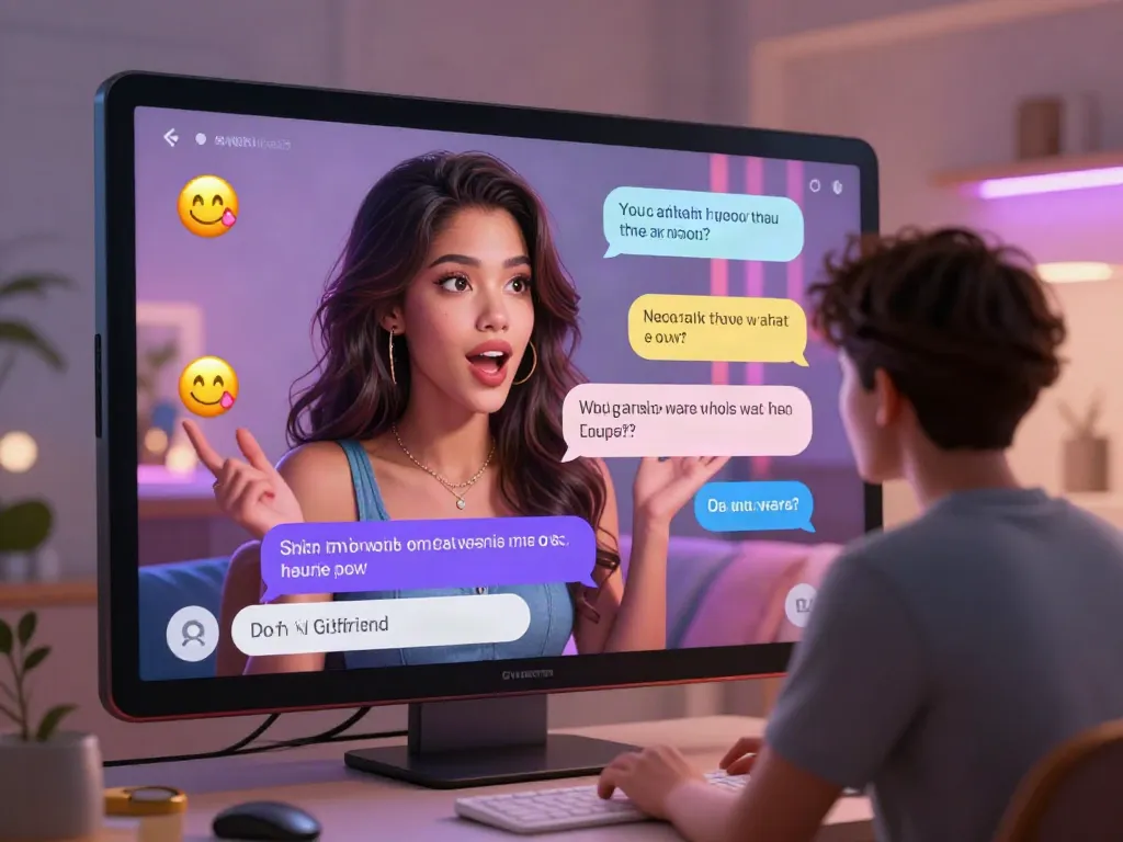Engaging virtual scene illustrating NSFW AI chat interaction, featuring a playful digital avatar and stylish interface.