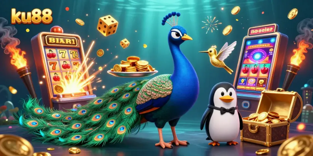 ku88 offers thrilling slot adventures featuring vibrant characters and dynamic casino elements