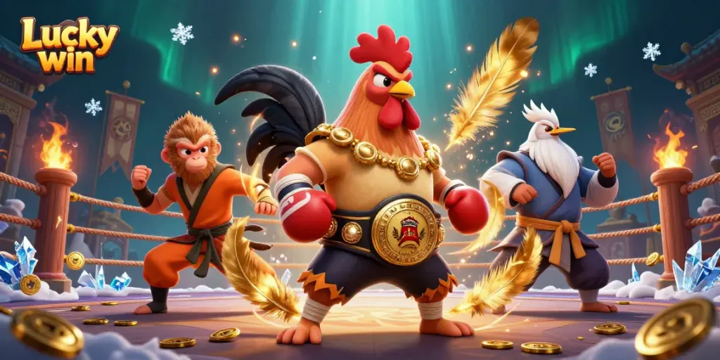 Engage in thrilling action at Lucky win with vibrant characters and dynamic casino elements.