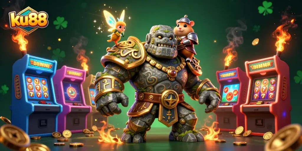 Engage with ku88's vibrant casino experience featuring golem guardian, fairy magic, and magical game elements.