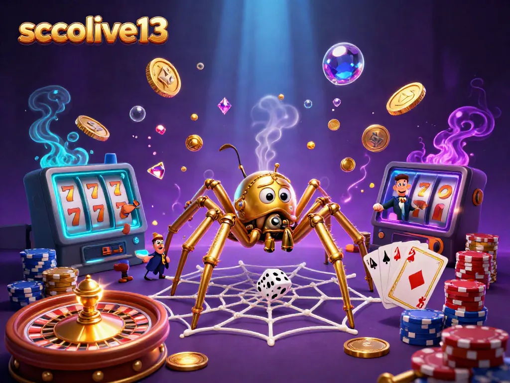 Engage with exciting gameplay on socolive13 featuring a golden steampunk spider and vibrant casino elements.