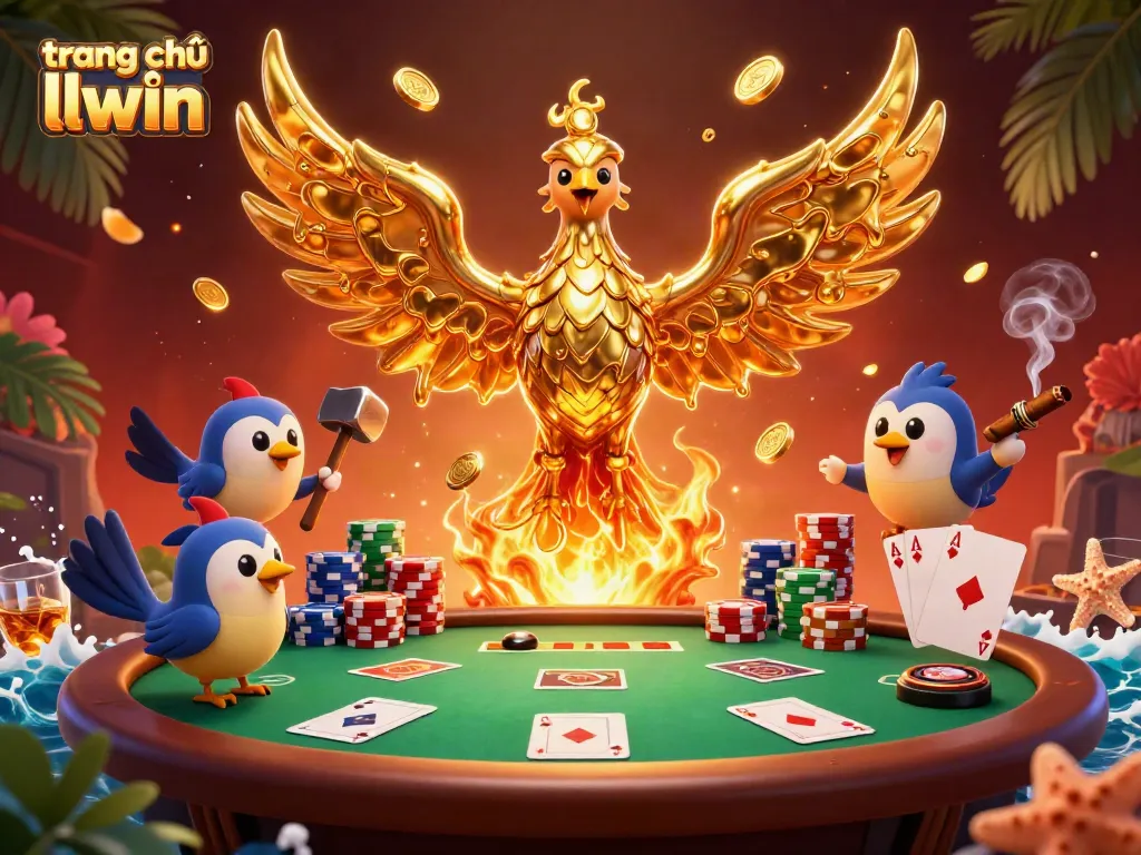 Play exciting games at trang chủ llwin with a dynamic scene featuring bold casino elements and characters.