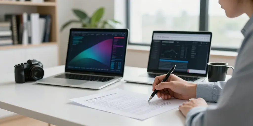L'expert de www.lejournalfinancier.fr analyse les stratégies d'investissement dans un bureau moderne.