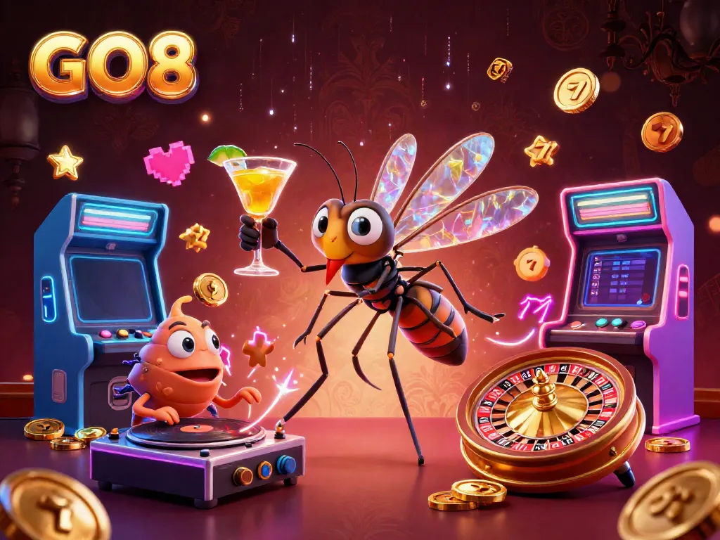 Engage with GO8's thrilling casino atmosphere featuring interactive characters and exciting game elements.